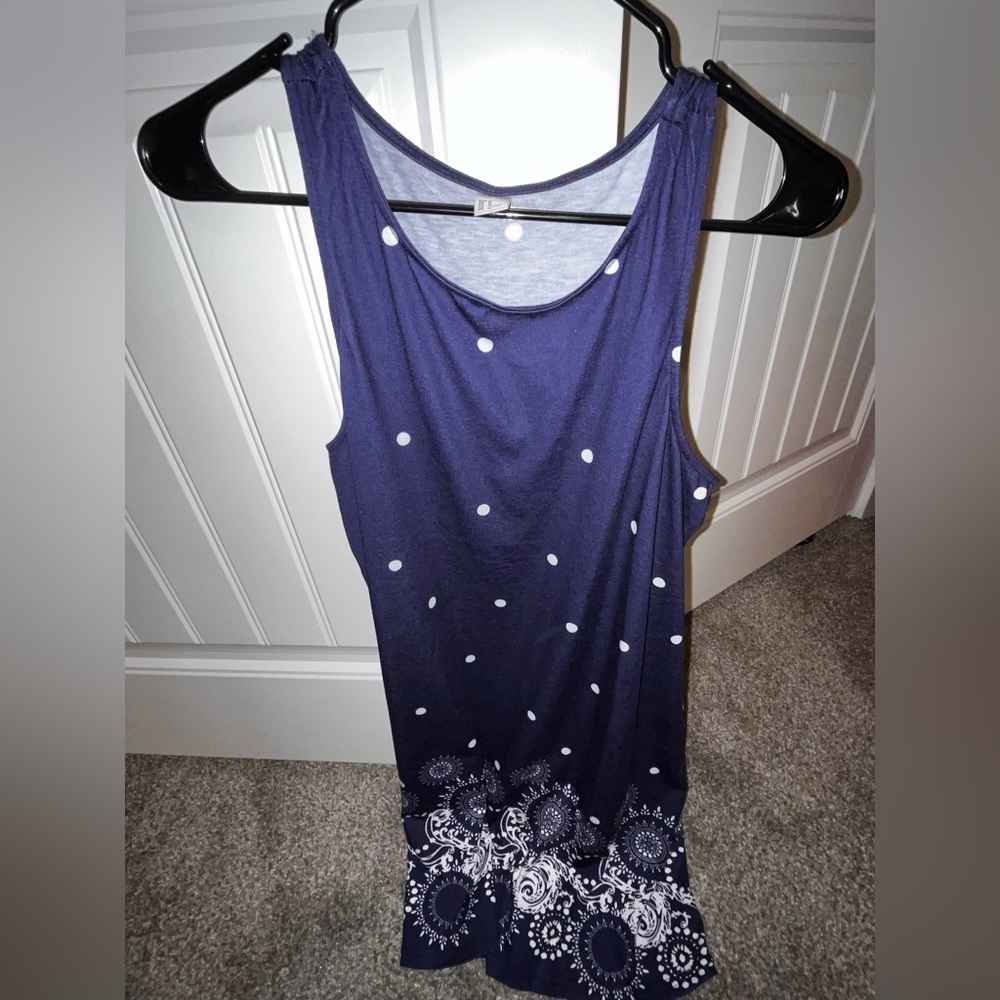 Blue and white dress